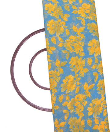 Blue Colour Floral Digital Print Chiffon Fabric